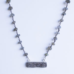 Labradorite Necklace with Druzy