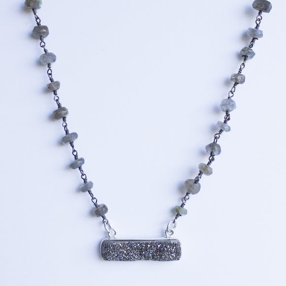 Labradorite Necklace with Druzy