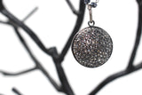 Silver Pave Pendant Necklace - Circle