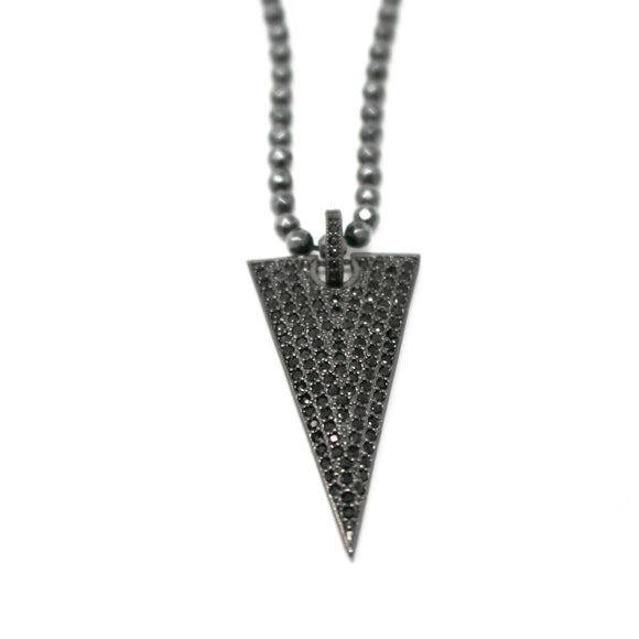 arrowhead necklace on hematite chain
